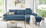 Ecksofa Skalm in blau Struktur-Stoff Sofa mit Bettfunktion und Stauraum 284 cm