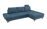 Ecksofa Skalm in blau Struktur-Stoff Sofa mit Bettfunktion und Stauraum 284 cm