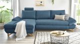 Ecksofa Skalm in blau Struktur-Stoff Wohnzimmer Sofa