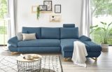 Ecksofa Skalm in blau Struktur-Stoff Wohnzimmer Sofa