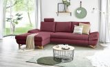 Ecksofa Skalm in bordeaux Velours Sofa mit Bettfunktion und Stauraum 284 cm