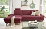 Ecksofa Skalm in bordeaux Velours Sofa mit Bettfunktion und Stauraum 284 cm