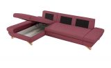 Ecksofa Skalm in bordeaux Velours Sofa mit Bettfunktion und Stauraum 284 cm