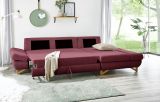 Ecksofa Skalm in bordeaux Velours Sofa mit Bettfunktion und Stauraum 284 cm