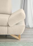 Ecksofa Skalm in creme Velours Sofa mit Bettfunktion und Stauraum 284 cm