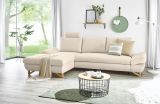 Ecksofa Skalm in creme Velours Wohnzimmer Sofa