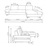 Ecksofa Skalm in creme Velours Wohnzimmer Sofa