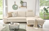 Ecksofa Skalm in creme Velours Wohnzimmer Sofa