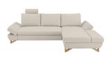 Ecksofa Skalm in creme Velours Wohnzimmer Sofa