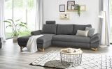 Ecksofa Skalm in grau Struktur-Stoff Sofa mit Bettfunktion und Stauraum 284 cm