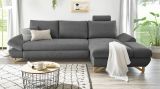 Ecksofa Skalm in grau Struktur-Stoff Sofa mit Bettfunktion und Stauraum 284 cm