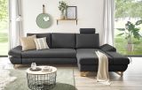 Ecksofa Skalm in grau Velours Wohnzimmer Sofa