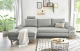 Ecksofa Skalm in hellgrau Struktur-Stoff Sofa mit Bettfunktion und Stauraum 284 cm