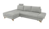 Ecksofa Skalm in hellgrau Struktur-Stoff Sofa mit Bettfunktion und Stauraum 284 cm