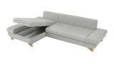 Ecksofa Skalm in hellgrau Struktur-Stoff Sofa mit Bettfunktion und Stauraum 284 cm