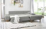 Ecksofa Skalm in hellgrau Struktur-Stoff Sofa mit Bettfunktion und Stauraum 284 cm