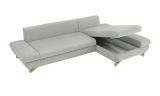 Ecksofa Skalm in hellgrau Struktur-Stoff Sofa mit Bettfunktion und Stauraum 284 cm