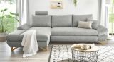 Ecksofa Skalm in hellgrau Struktur-Stoff Wohnzimmer Sofa