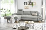 Ecksofa Skalm in hellgrau Struktur-Stoff Wohnzimmer Sofa