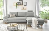 Ecksofa Skalm in hellgrau Struktur-Stoff Wohnzimmer Sofa