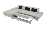 Ecksofa Skalm in hellgrau Velours Sofa mit Bettfunktion und Stauraum 284 cm