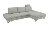 Ecksofa Skalm in hellgrau Velours Sofa mit Bettfunktion und Stauraum 284 cm