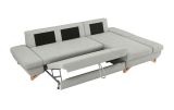 Ecksofa Skalm in hellgrau Velours Sofa mit Bettfunktion und Stauraum 284 cm