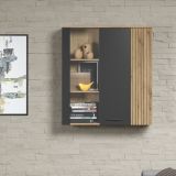 Hngevitrine Esteban in grau und Evoke Eiche Vitrine hngend 90 x 99 cm
