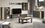 Highboard Esteban in grau und Evoke Eiche Vitrine 90 x 132 cm