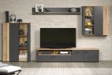 Wohnwand Esteban in grau und Evoke Eiche Schrankwand 4-teilig 340 cm
