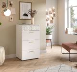 Kommode Prisma in wei Hochglanz mit 3-D Struktur Schubladenkommode 53 x 92 cm