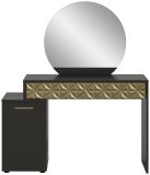 Schminktisch Prisma in schwarz und Gold mit 3-D Struktur Kosmetiktisch mit Spiegel 117 cm