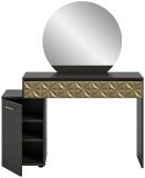 Schminktisch Prisma in schwarz und Gold mit 3-D Struktur Kosmetiktisch mit Spiegel 117 cm