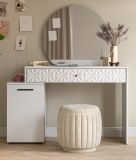 Schminktisch Prisma in wei Hochglanz mit 3-D Struktur Kosmetiktisch mit Spiegel 117 cm