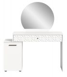 Schminktisch Prisma in wei Hochglanz mit 3-D Struktur Kosmetiktisch mit Spiegel 117 cm