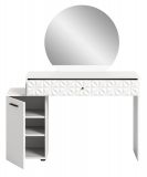 Schminktisch Prisma in wei Hochglanz mit 3-D Struktur Kosmetiktisch mit Spiegel 117 cm