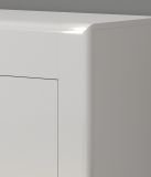 Highboard Marlon in wei Hochglanz und Evoke Eiche Vitrine 96 x 132 cm