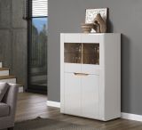 Highboard Marlon in wei Hochglanz und Evoke Eiche Vitrine 96 x 132 cm
