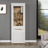 Vitrine Marlon in wei Hochglanz und Evoke Eiche Vitrinenschrank 65 x 192 cm