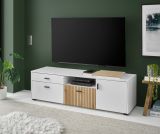 TV-Lowboard Merced in wei matt und Evoke Eiche TV Unterteil 150 x 44 cm