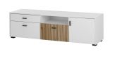 TV-Lowboard Merced in wei matt und Evoke Eiche TV Unterteil 150 x 44 cm