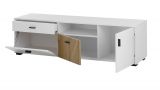 TV-Lowboard Merced in wei matt und Evoke Eiche TV Unterteil 150 x 44 cm