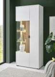 Vitrine Merced in wei matt und Evoke Eiche Wohn- und Esszimmer Vitrinenschrank 75 x 180 cm