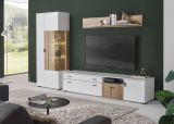 Wohnwand Merced in wei matt und Evoke Eiche Wohnkombination 3-teilig 285 x 180 cm