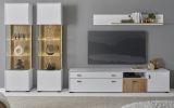 Wohnwand Merced in wei matt und Evoke Eiche Wohnkombination 4-teilig 316 x 180 cm