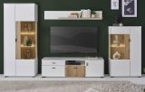 Wohnwand Merced in wei matt und Evoke Eiche Wohnkombination 4-teilig 320 x 180 cm