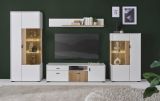 Wohnwand Merced in wei matt und Evoke Eiche Wohnkombination 4-teilig 320 x 180 cm