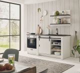 Kche Stove in wei Pinie und anthrazit Landhaus Kchenschrank Set 4-teilig 196 x 180 cm