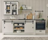 Kche Stove in wei Pinie und anthrazit Landhaus Kchenschrank Set 4-teilig 264 x 200 cm