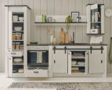 Kche Stove in wei Pinie und anthrazit Landhaus Kchenschrank Set 5-teilig 284 x 201 cm